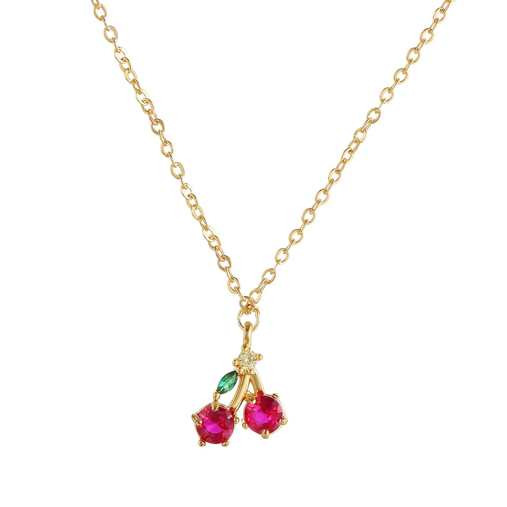 Jewelry Women's Copper Rhinestone Fruitshaped Pendant Clavicle Necklace With Zircon - Image 16
