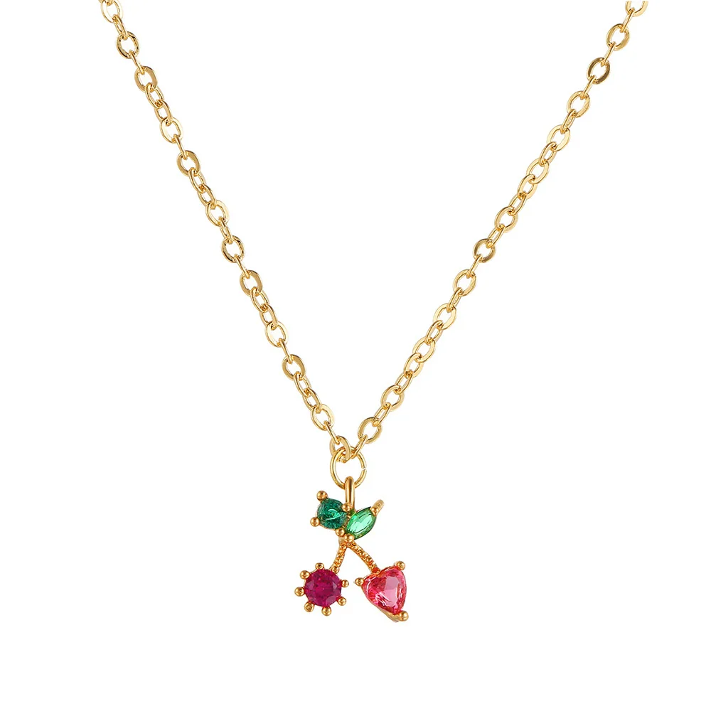 Jewelry Women's Copper Rhinestone Fruitshaped Pendant Clavicle Necklace With Zircon - Image 17