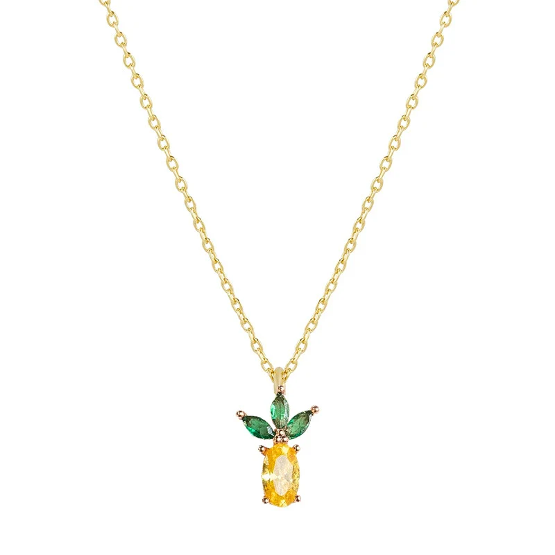 Jewelry Women's Copper Rhinestone Fruitshaped Pendant Clavicle Necklace With Zircon - Image 4
