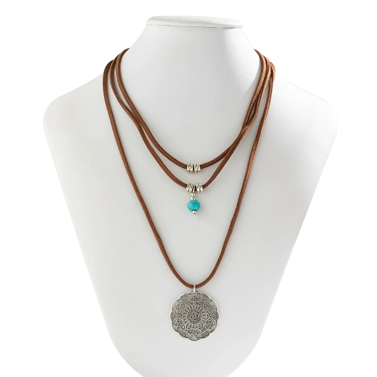 Jewelry Zinc Alloy Flower Pendant Flannel Necklace Electroplating Geometric Style For Women - Image 5