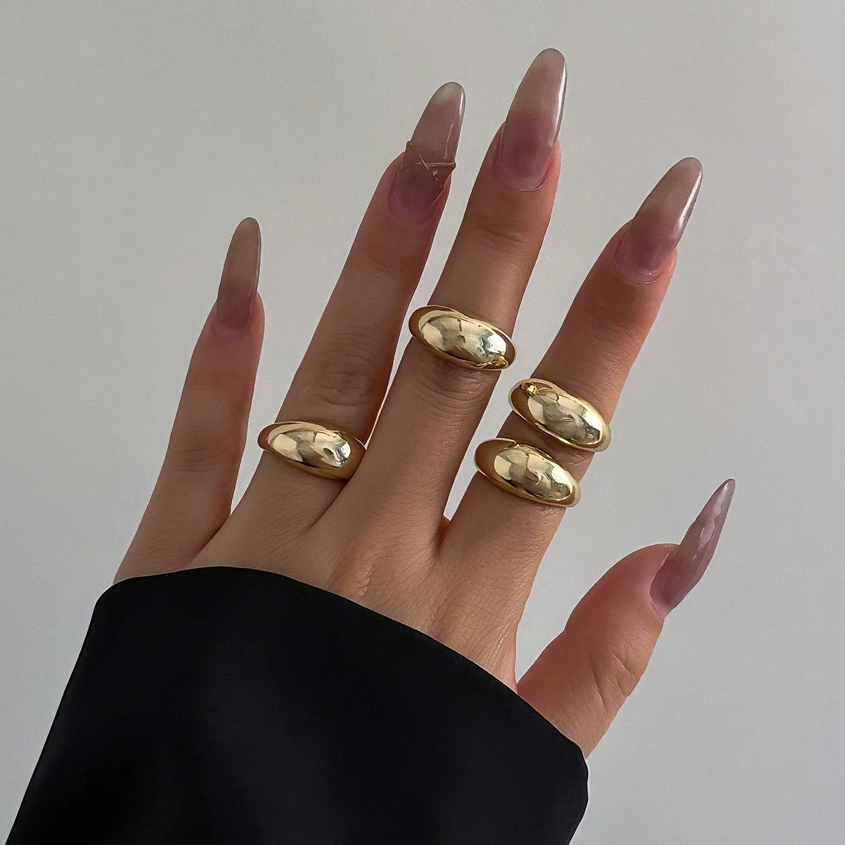 Jewelry Zinc Alloy Geometric Arc Ring Electroplating - Image 3