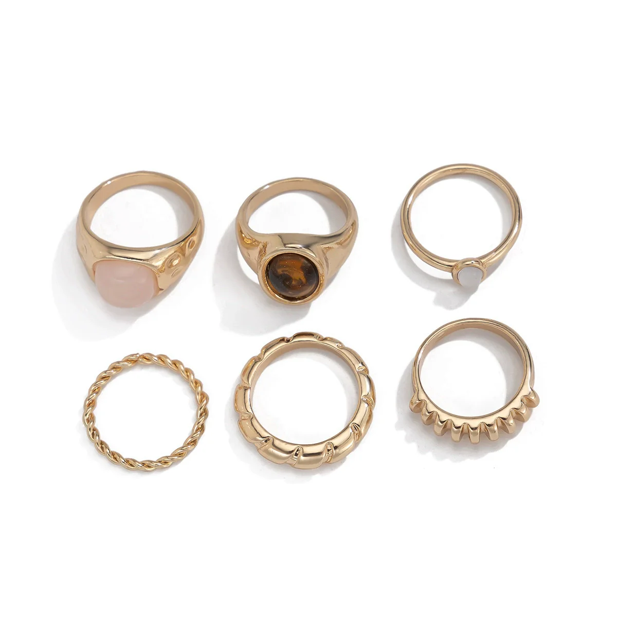 Jewelry Zinc Alloy Geometric Inlaid Ring Set Cold Style Electroplating For Women - Image 5