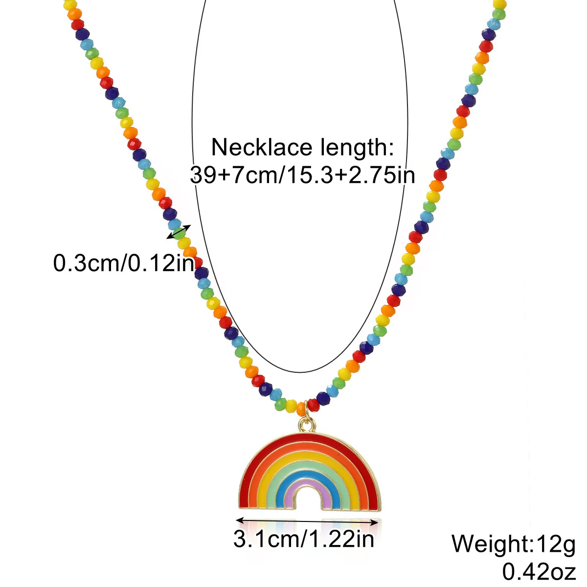 Jewelry Zinc Alloy Geometric Rainbow Pendant Clavicle Chain Multi Layer Couple Necklace - Image 7