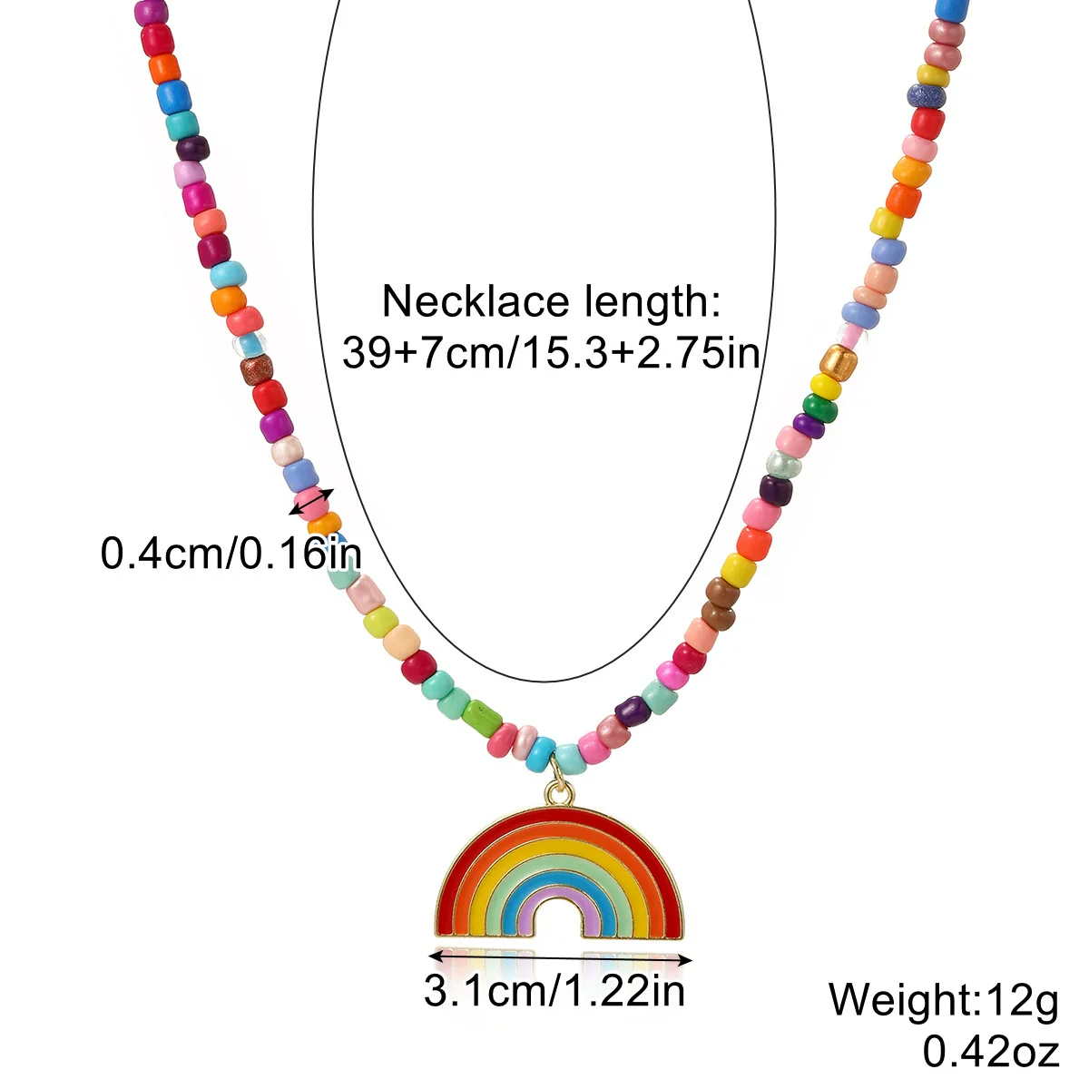 Jewelry Zinc Alloy Geometric Rainbow Pendant Clavicle Chain Multi Layer Couple Necklace - Image 9