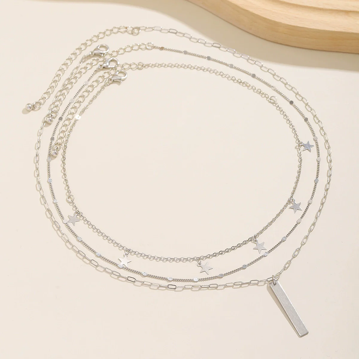 Jewelry Zinc Alloy Geometric Snake Bone Chain Imitation Pearl Multi Layer Necklace For Women Electroplated - Image 4