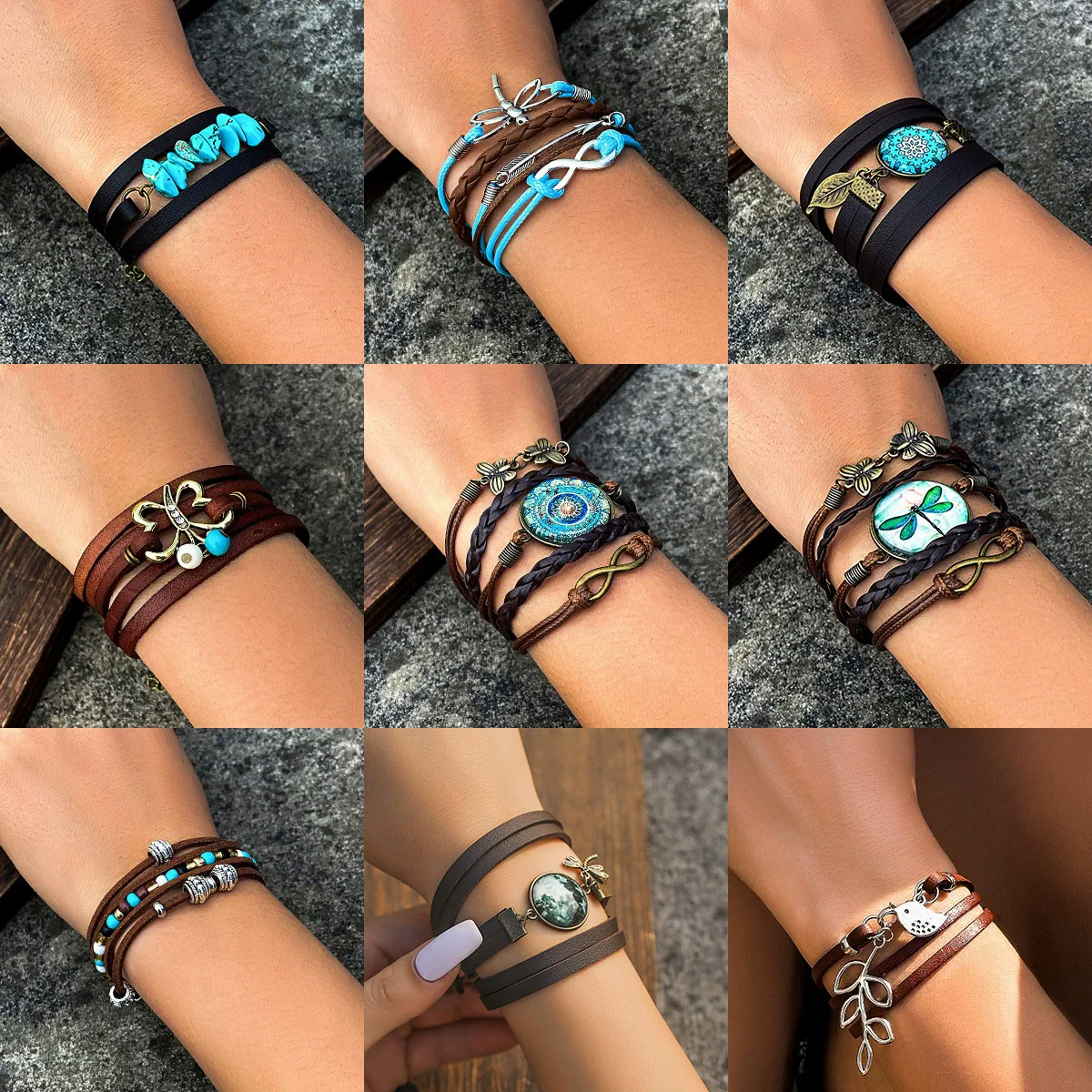 Jewelry Zinc Alloy Handmade Animals Zodiac Plant Flowers Handwoven Bracelet