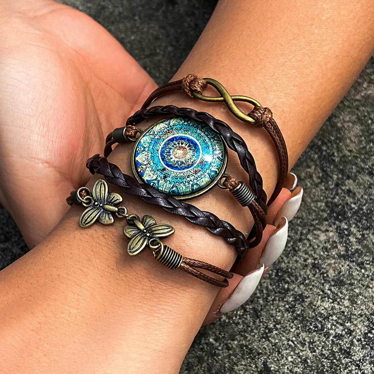 Jewelry Zinc Alloy Handmade Animals Zodiac Plant Flowers Handwoven Bracelet - Image 6