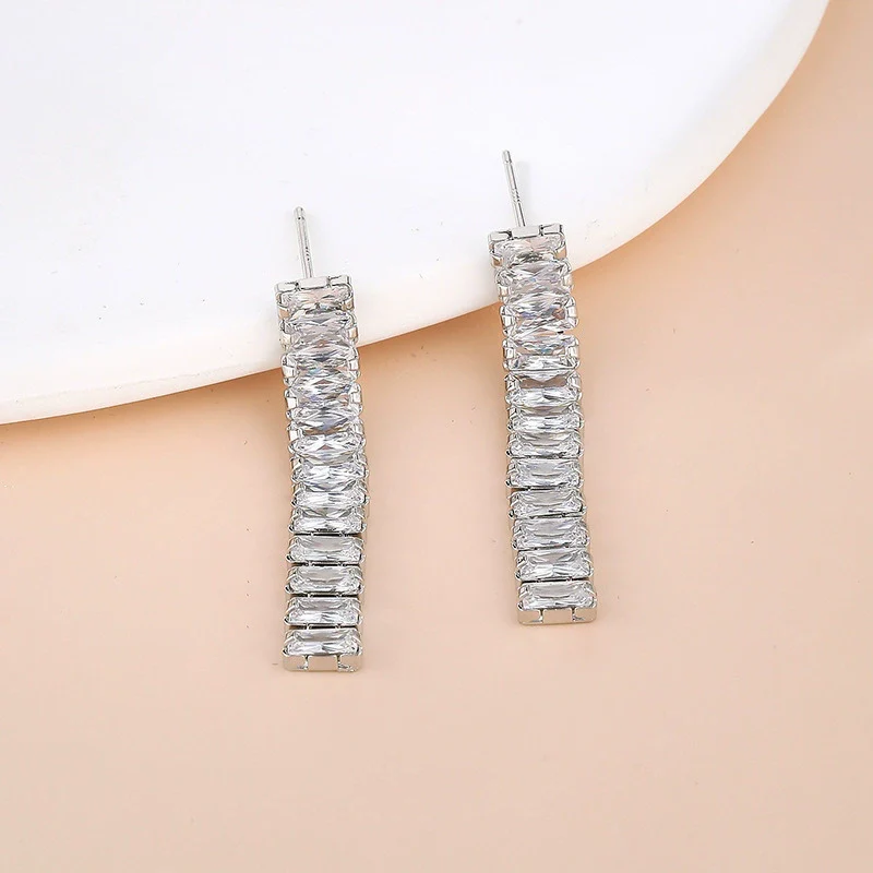 Jewelry Zircon Inlaid Copper Bamboo Chain Threepiece Set Necklace Earrings Bracelet - Image 7