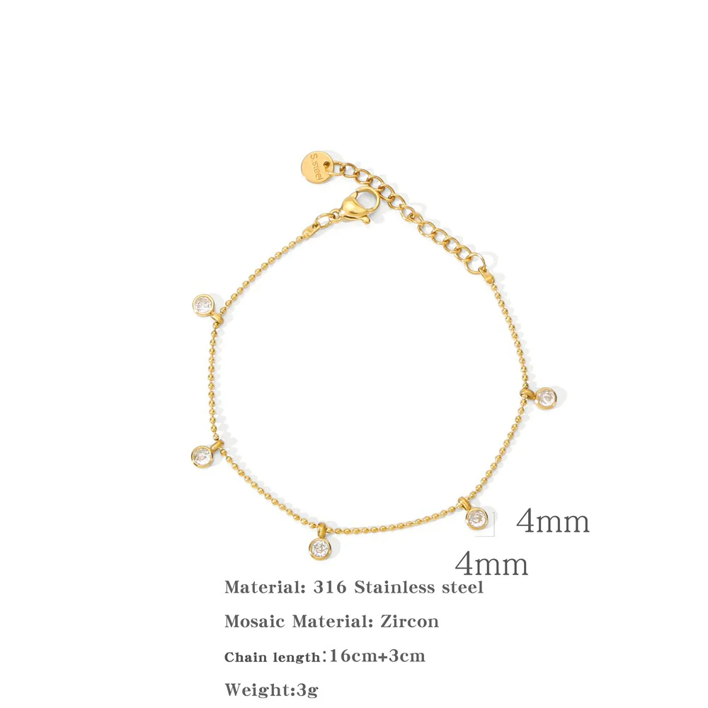 Jewelry Zircon Pendant Necklace And Bracelet Geometric Design Electroplated - Image 8