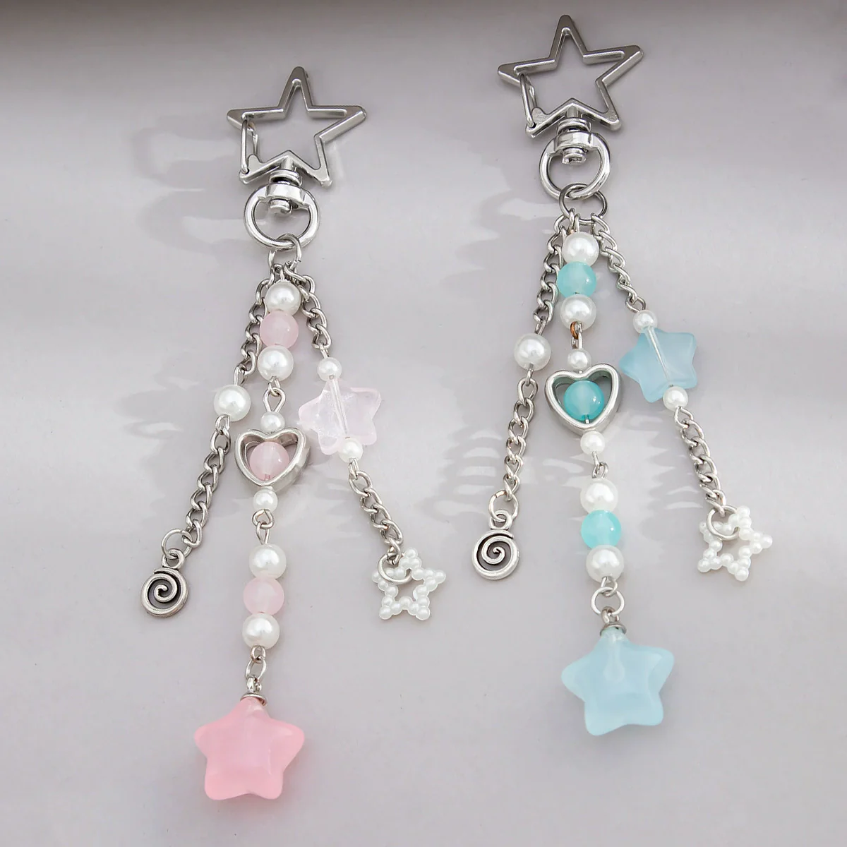 Key Pendant Alloy Acrylic Imitation Pearl Fruit Pattern Semimanual Strawberry Bow Fivepointed Star Design - Image 2