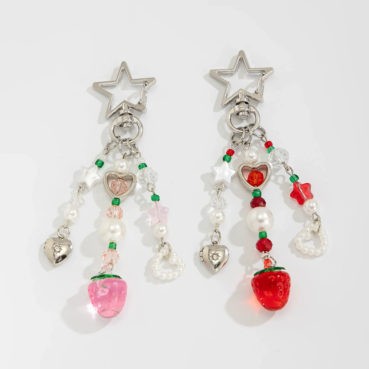 Key Pendant Alloy Acrylic Imitation Pearl Fruit Pattern Semimanual Strawberry Bow Fivepointed Star Design - Image 7