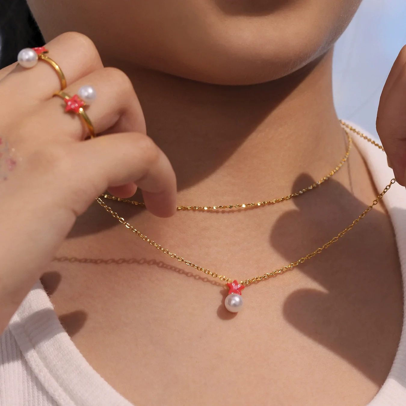 Kids' Jewelry Set Ferris Wheel Pearl Star Necklace Bracelet Ring Earrings Titanium Steel Goldplated - Image 3