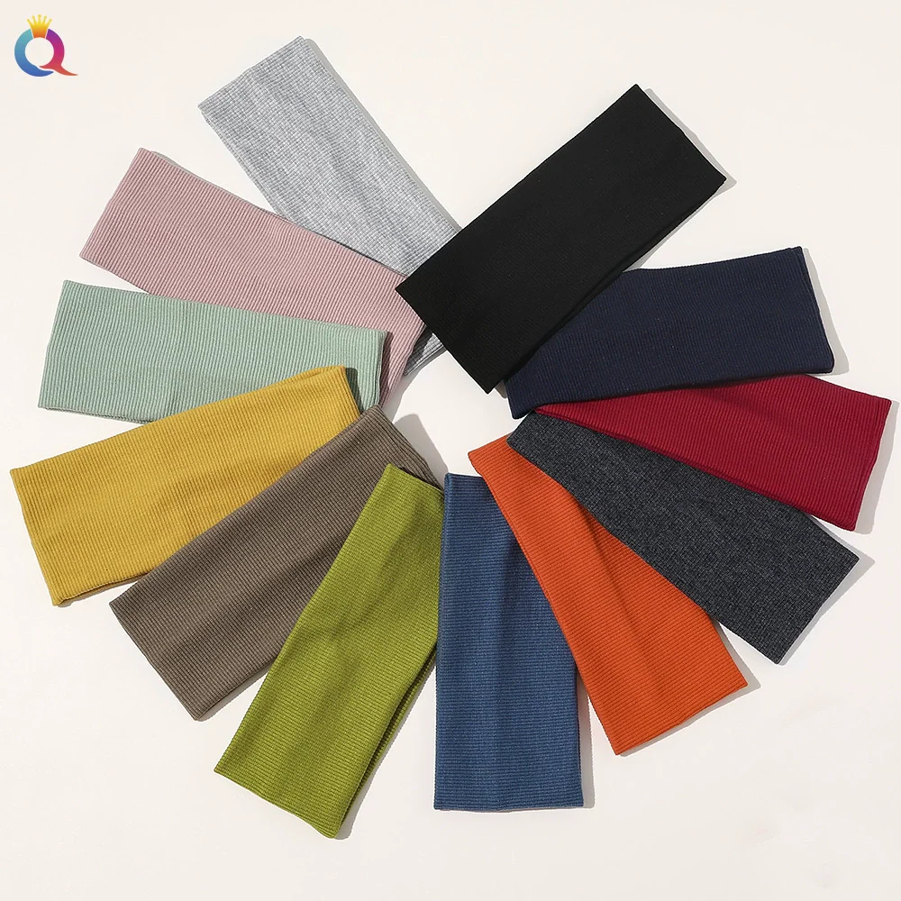 Knitted Hair Band Thread Cotton Sweatabsorbent Breathable Mixed Color Plaid Women's Yoga Headband