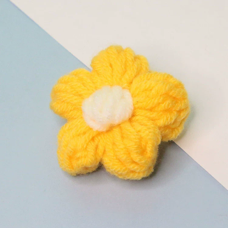 Knitting Cotton And Linen Wool Puff Flower Brooch Couple Style For Sweater Bag Accessories - Image 12
