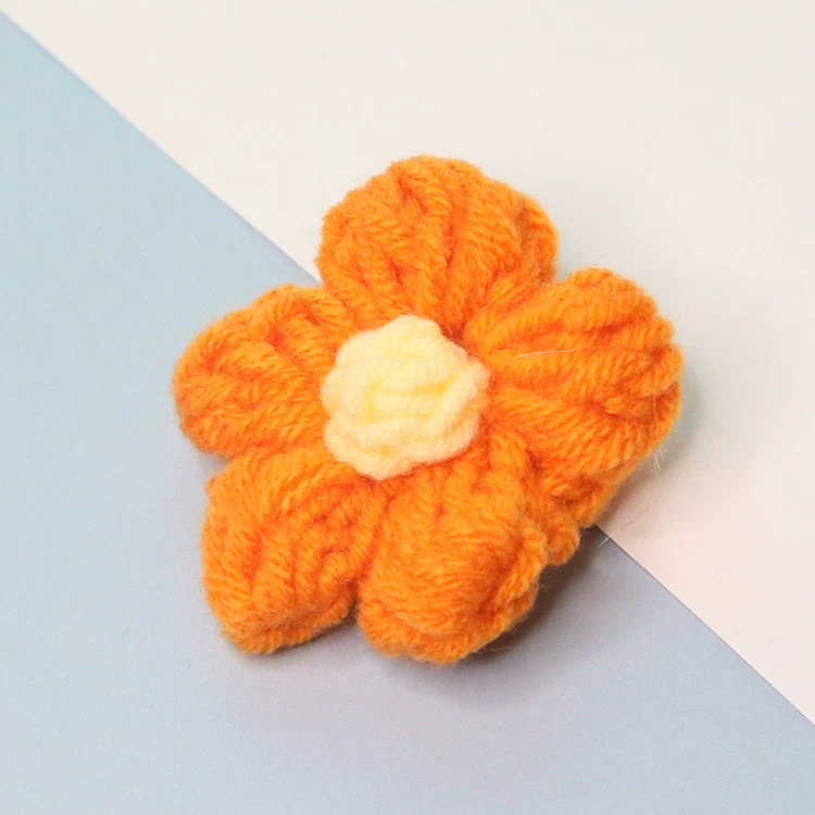 Knitting Cotton And Linen Wool Puff Flower Brooch Couple Style For Sweater Bag Accessories - Image 13