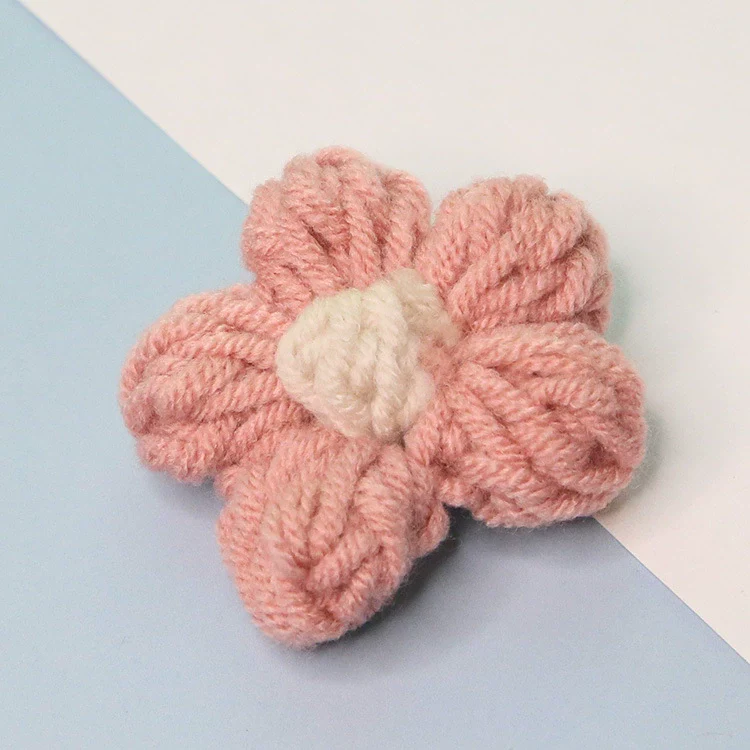 Knitting Cotton And Linen Wool Puff Flower Brooch Couple Style For Sweater Bag Accessories - Image 15