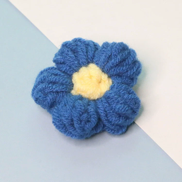 Knitting Cotton And Linen Wool Puff Flower Brooch Couple Style For Sweater Bag Accessories - Image 17