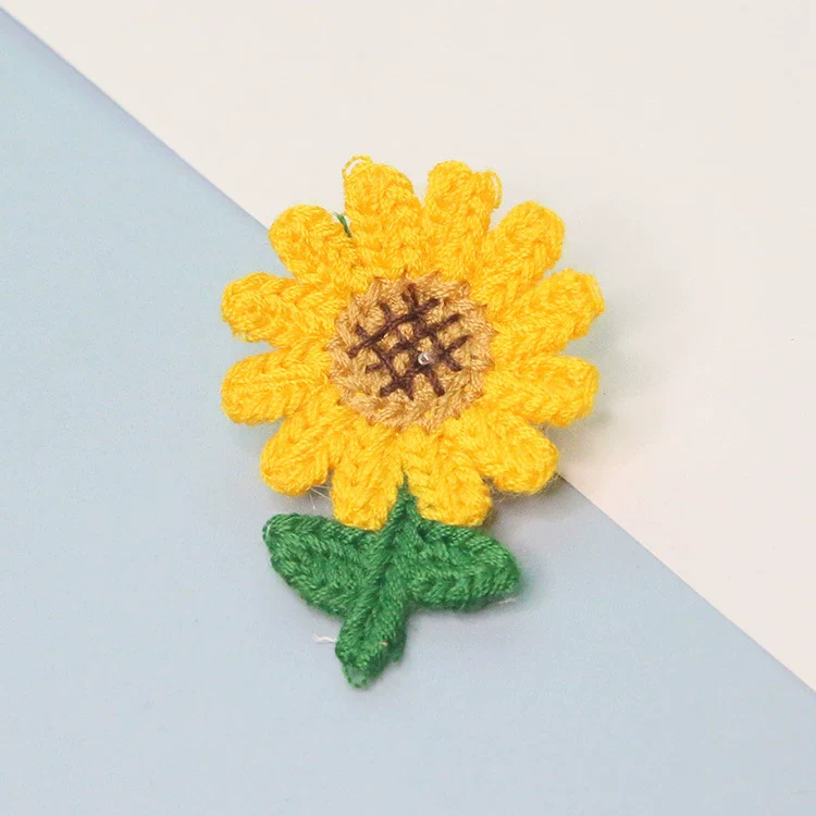 Knitting Cotton And Linen Wool Puff Flower Brooch Couple Style For Sweater Bag Accessories - Image 18