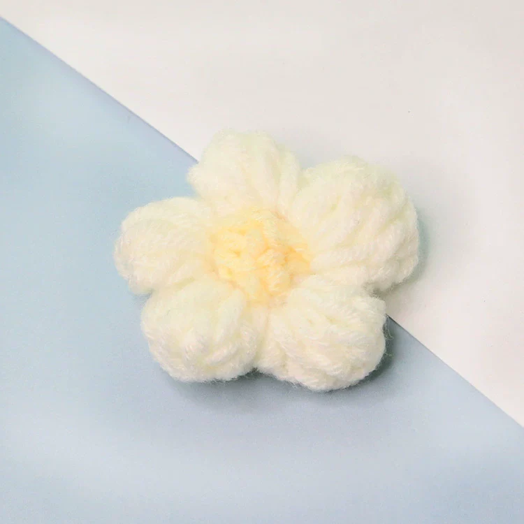 Knitting Cotton And Linen Wool Puff Flower Brooch Couple Style For Sweater Bag Accessories - Image 6