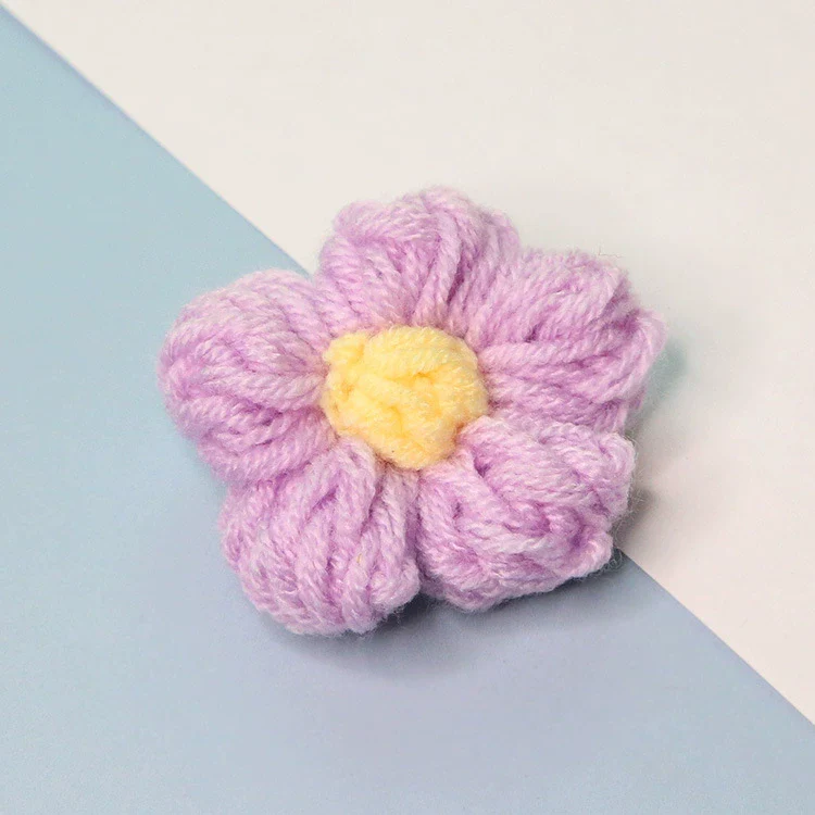 Knitting Cotton And Linen Wool Puff Flower Brooch Couple Style For Sweater Bag Accessories - Image 8
