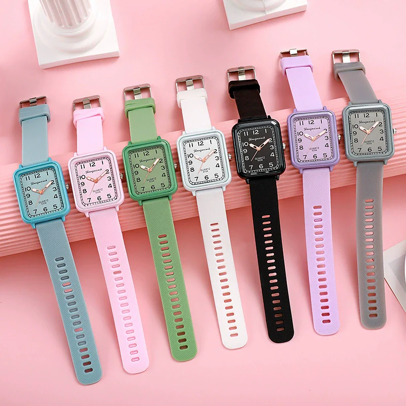 Ladies Alloy And Silicone Rectangle Shell Digital Quartz Watch Leisure Style - Image 2