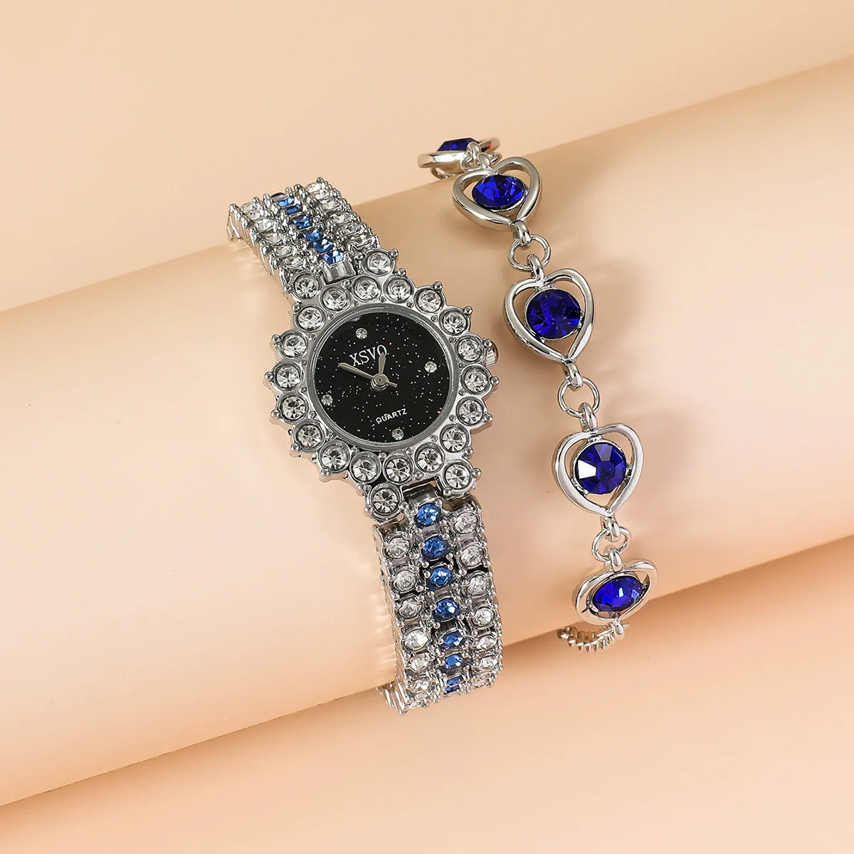 Ladies Alloy And Stainless Steel Leisure Round Dial Quartz Watch And Jewelry Set - Image 3