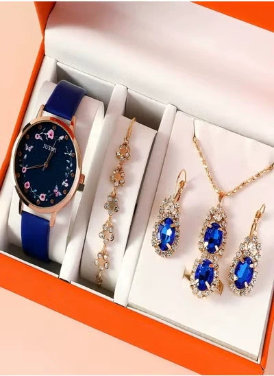 Ladies Alloy And Stainless Steel Leisure Round Dial Quartz Watch And Jewelry Set - Image 6