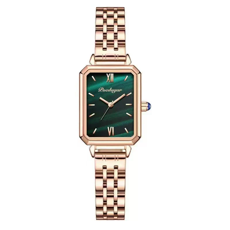 Ladies Alloy And Stainless Steel Square Quartz Watch With Mineral Strengthened Glass Mirror And Onion Crown - Image 11