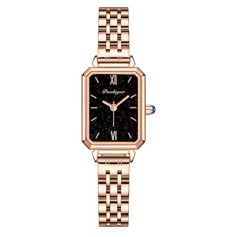 Ladies Alloy And Stainless Steel Square Quartz Watch With Mineral Strengthened Glass Mirror And Onion Crown - Image 12