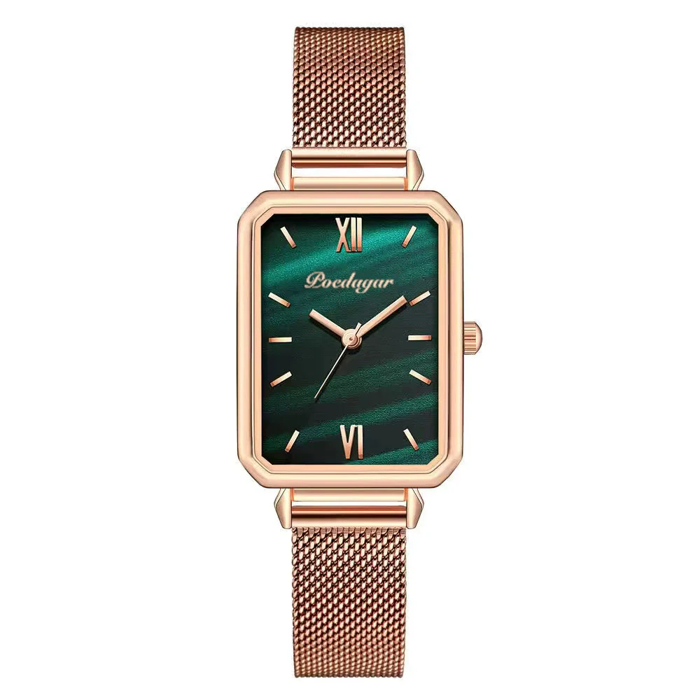 Ladies Alloy And Stainless Steel Square Quartz Watch With Mineral Strengthened Glass Mirror And Onion Crown - Image 5