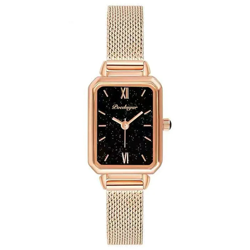 Ladies Alloy And Stainless Steel Square Quartz Watch With Mineral Strengthened Glass Mirror And Onion Crown - Image 6