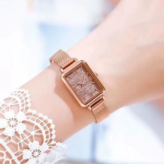 Ladies Alloy And Stainless Steel Square Quartz Watch With Mineral Strengthened Glass Mirror And Onion Crown - Image 7