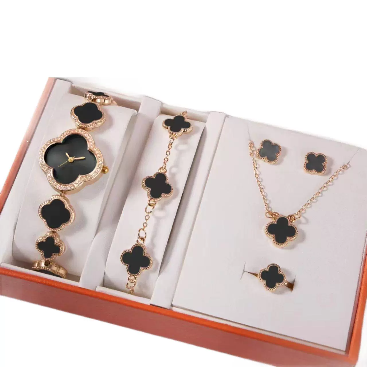 Ladies Alloy Band Quartz Watch With Four Leaf Clover Design And Flower Shaped Dial - Image 5