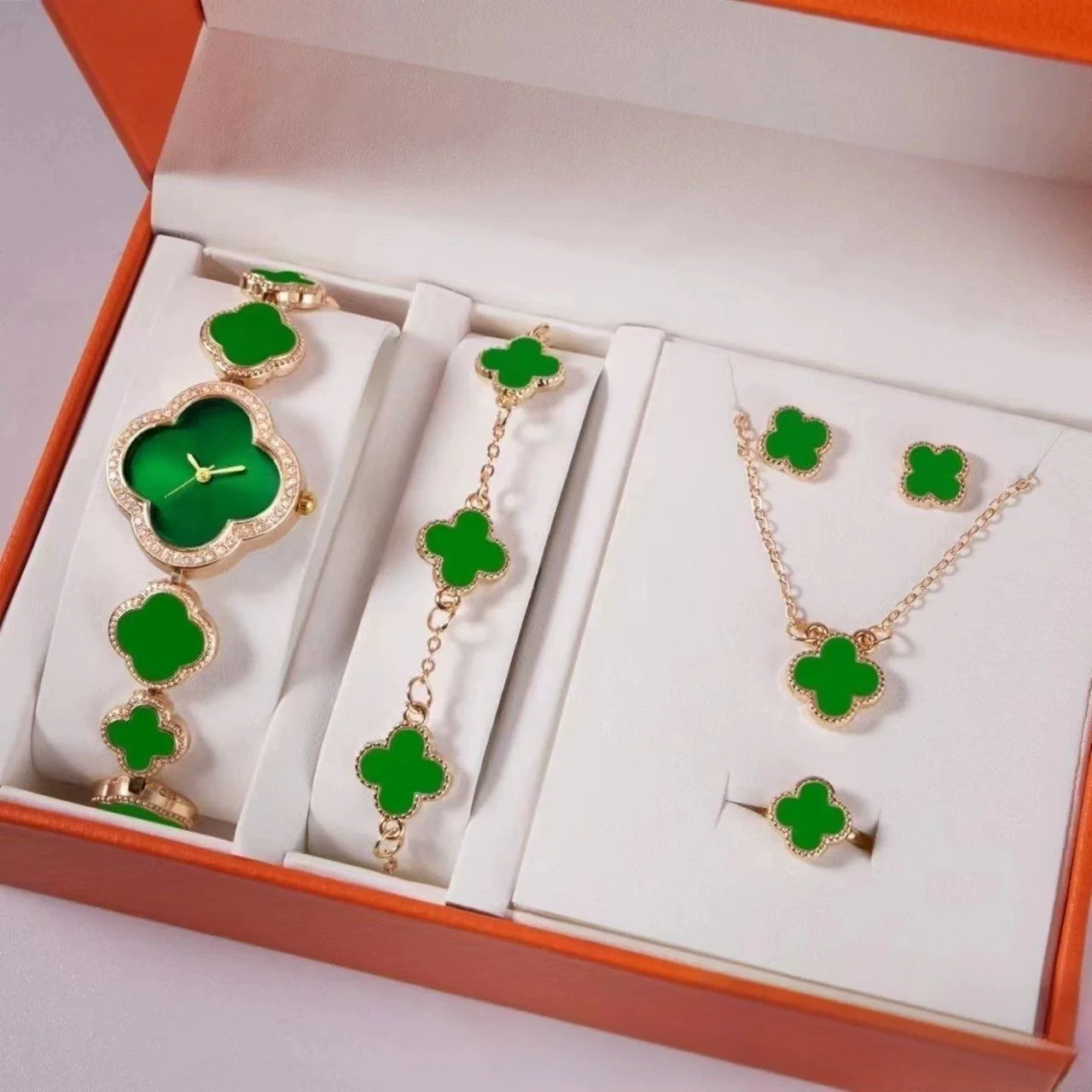 Ladies Alloy Band Quartz Watch With Four Leaf Clover Design And Flower Shaped Dial - Image 6