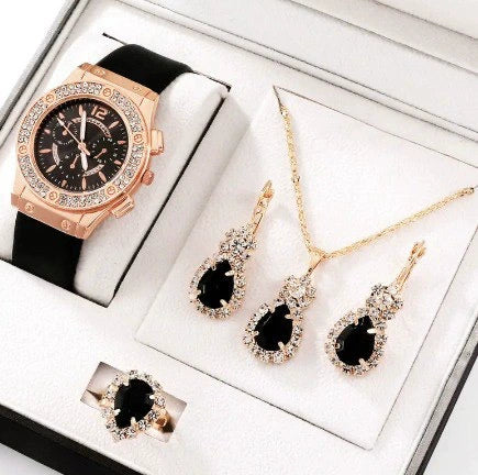 Ladies Alloy Case Imitation Leather Strap Round Dial Diamond Watch - Image 14