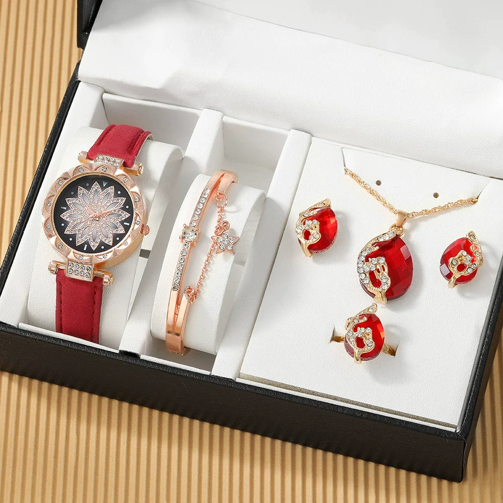 Ladies Alloy Case Stainless Steel Clasp Imitation Leather Strap Round Dial Pointer Quartz Watch - Image 2