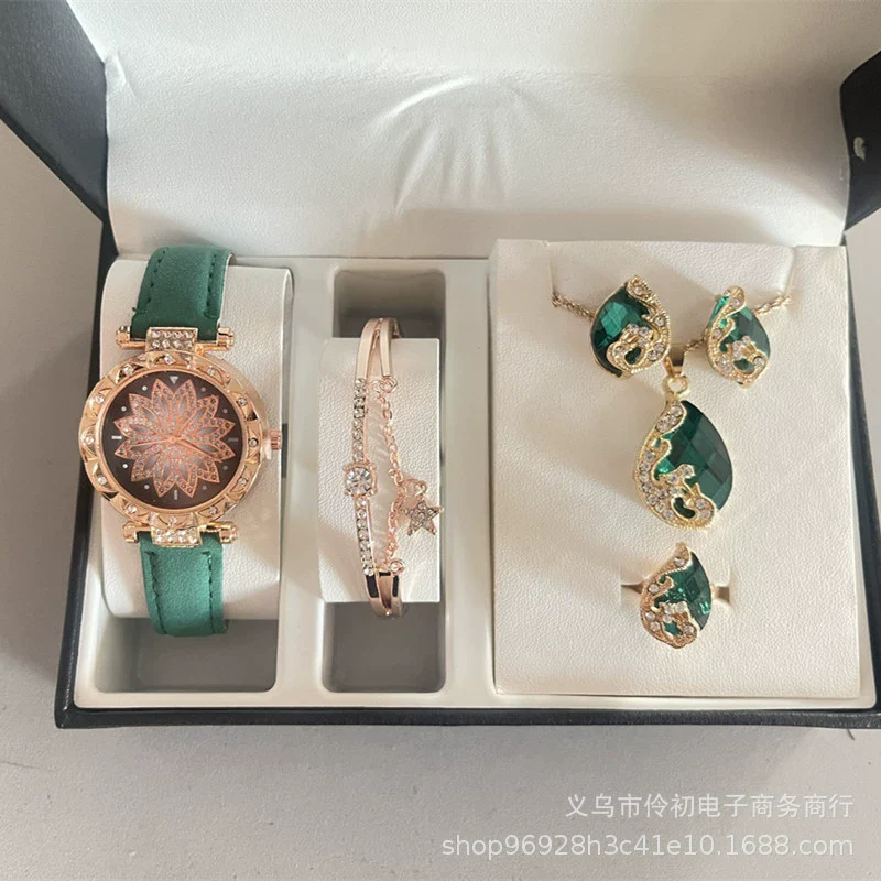 Ladies Alloy Case Stainless Steel Clasp Imitation Leather Strap Round Dial Pointer Quartz Watch - Image 6