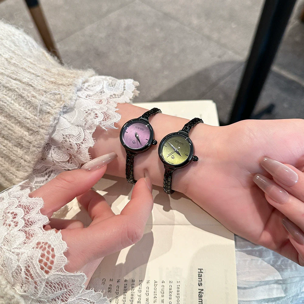 Ladies Alloy Casual Round Dial Wrist Watch With Stainless Steel Buckle And Mineral Reinforced Glass Mirror - Image 4