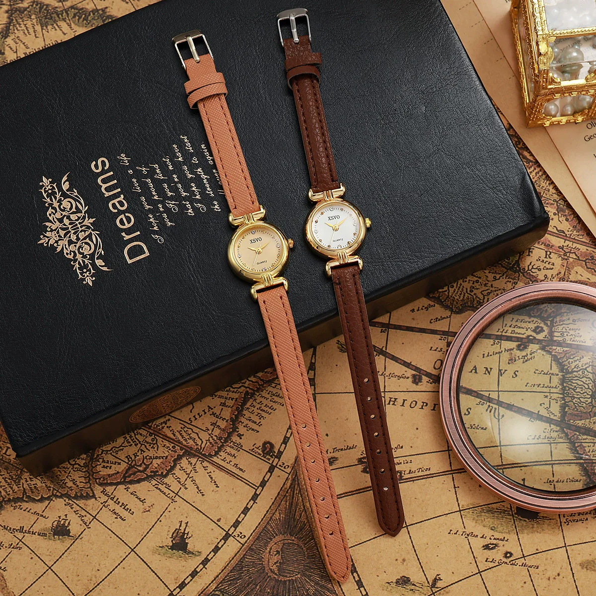 Ladies Alloy Imitation Leather Quartz Watch With Round Dial And Pin Buckle - Image 2