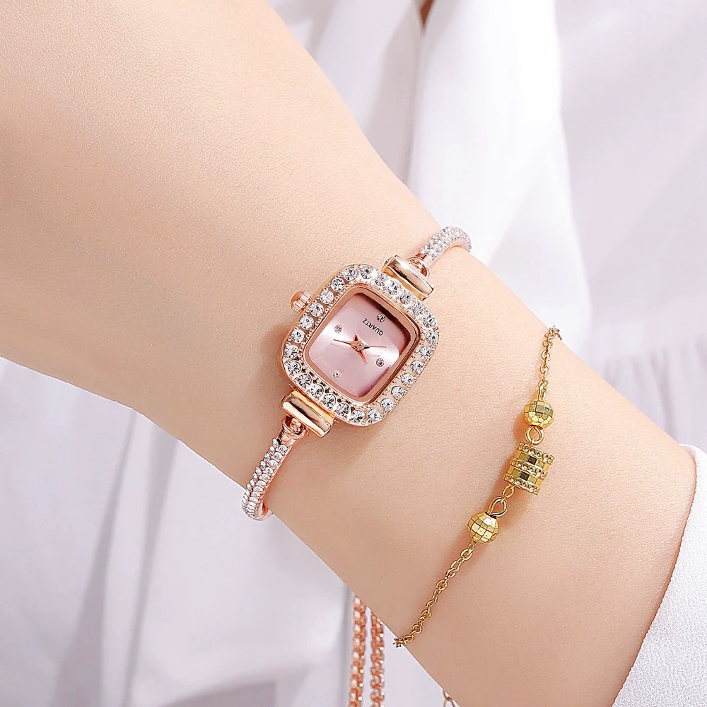 Ladies Alloy Rectangle Dial Bracelet Watch With Stainless Steel Buckle Leisure Style - Image 10