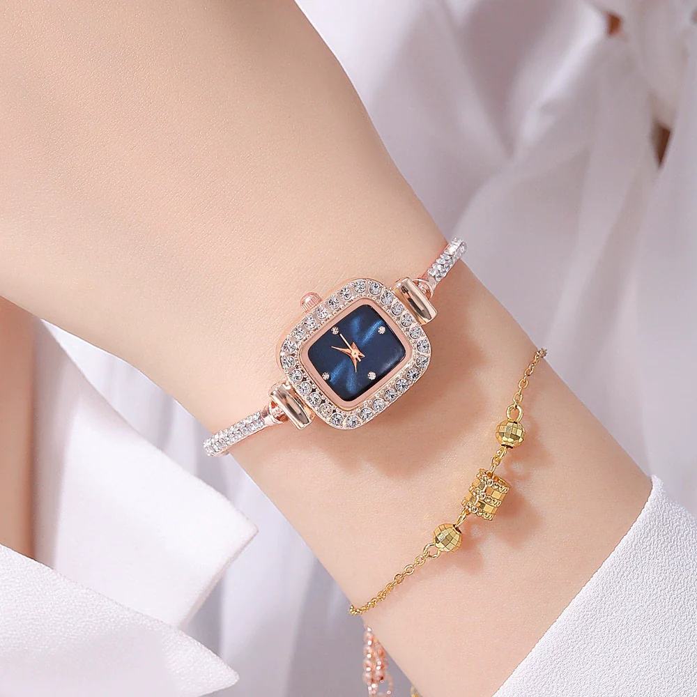 Ladies Alloy Rectangle Dial Bracelet Watch With Stainless Steel Buckle Leisure Style - Image 11