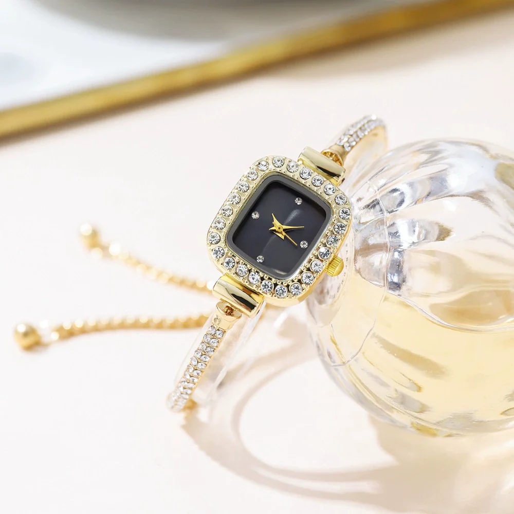 Ladies Alloy Rectangle Dial Bracelet Watch With Stainless Steel Buckle Leisure Style - Image 4