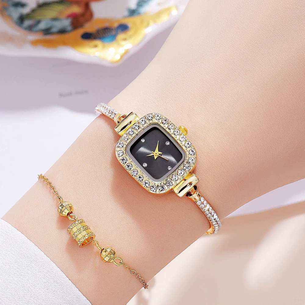 Ladies Alloy Rectangle Dial Bracelet Watch With Stainless Steel Buckle Leisure Style - Image 6
