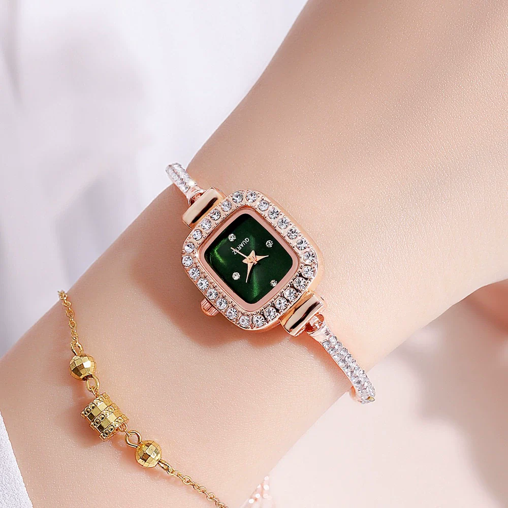 Ladies Alloy Rectangle Dial Bracelet Watch With Stainless Steel Buckle Leisure Style - Image 8