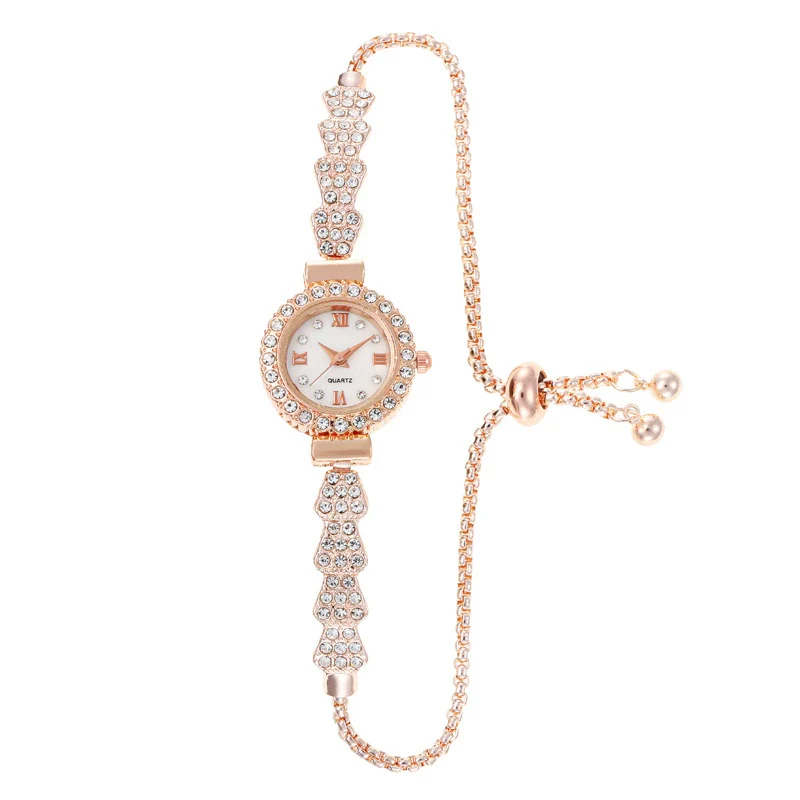 Ladies Alloy Round Quartz Watch With Diamond Fashionable Style And Pull Rope Buckle And Spiral Crown - Image 6