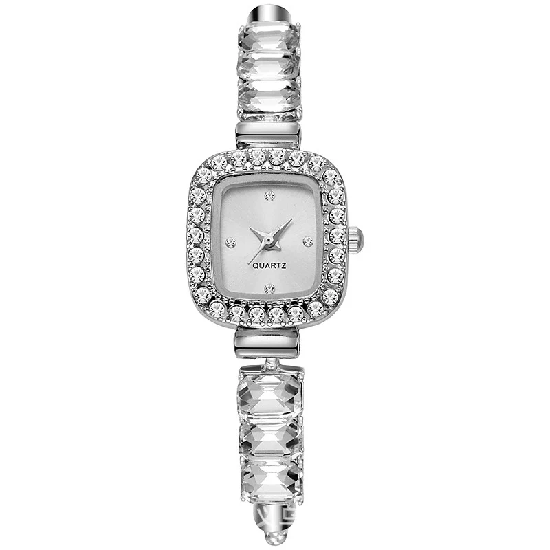 Ladies Alloy Square Fashion Pullout Bracelet Watch With Diamond Encrustment - Image 5
