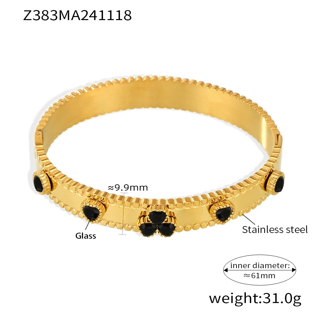 Ladies Bracelet Stainless Steel Zircon Glass Minimalist Geometric Electroplated - Image 6
