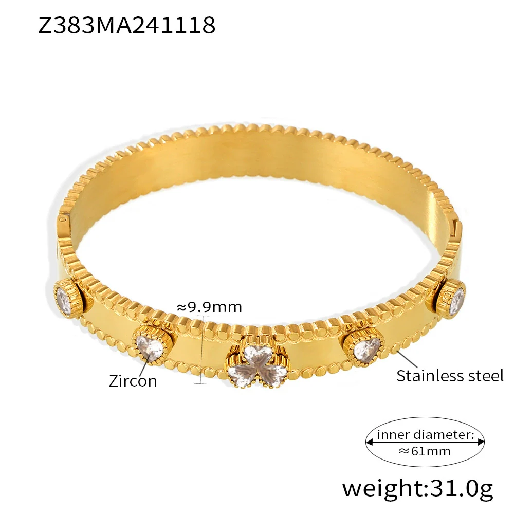 Ladies Bracelet Stainless Steel Zircon Glass Minimalist Geometric Electroplated - Image 7