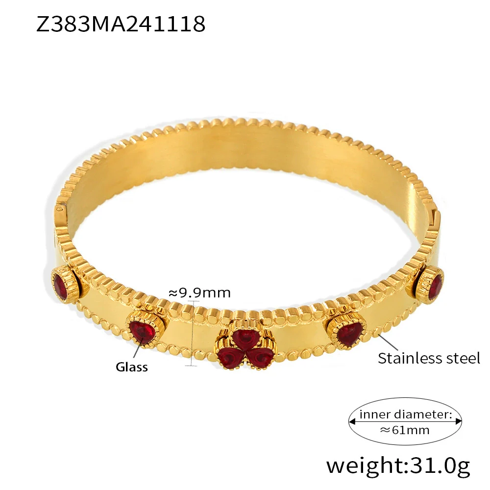 Ladies Bracelet Stainless Steel Zircon Glass Minimalist Geometric Electroplated - Image 9