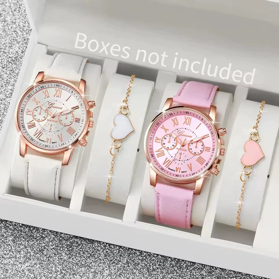 Ladies Casual Alloy Case Imitation Leather Strap Stainless Steel Buckle Round Dial Watch